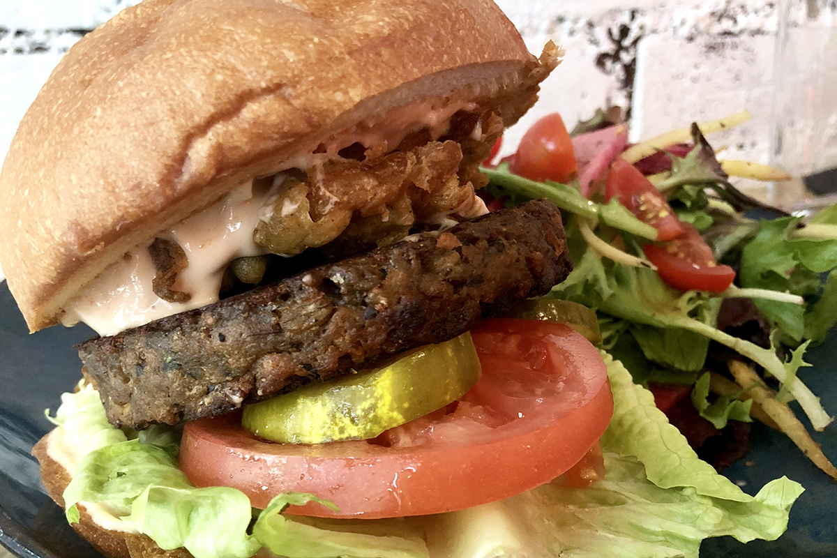 vegan burger on a plate